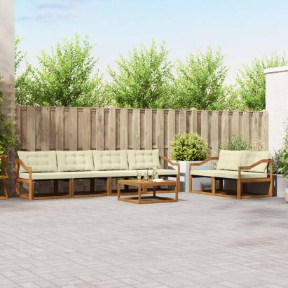 Set de canapele de exterior cu pernă 7 pcs Natural și Crem GartenMobel Dekor