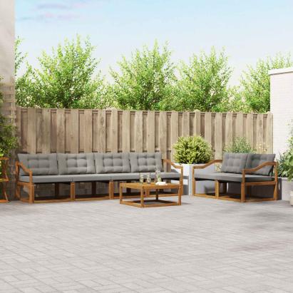 Set de canapele de exterior 7 pcs Gri natural și deschis GartenMobel Dekor
