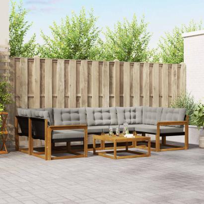 Set de canapele de exterior 7 pcs Gri natural și deschis GartenMobel Dekor