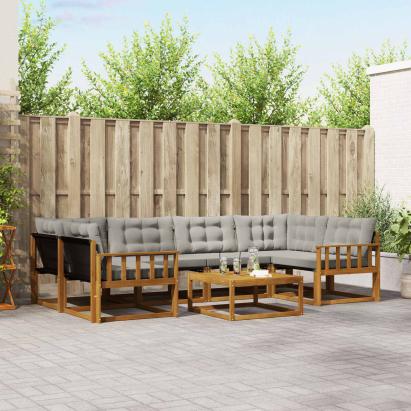 Set de canapele de exterior 7 pcs Gri natural și deschis GartenMobel Dekor