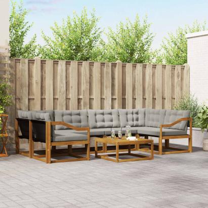 Set de canapele de exterior 7 pcs Gri natural și deschis GartenMobel Dekor
