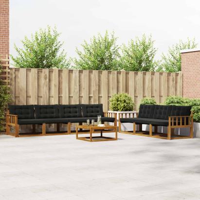 Set de canapele de exterior cu pernă 8 pcs Natural și Negru GartenMobel Dekor