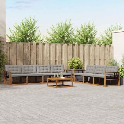 Set de canapele de exterior 8 pcs Gri natural și deschis GartenMobel Dekor