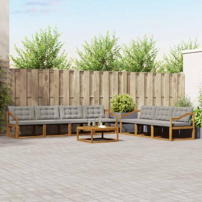 Set de canapele de exterior 8 pcs Gri natural și deschis GartenMobel Dekor