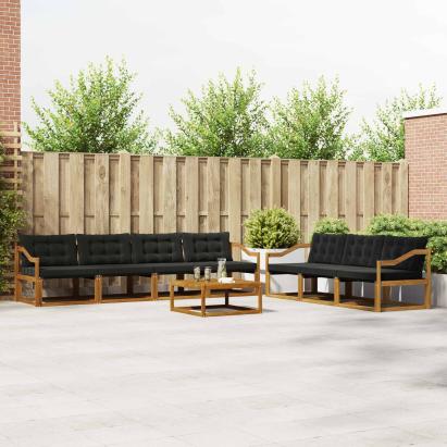 Set de canapele de exterior cu pernă 8 pcs Natural și Negru GartenMobel Dekor