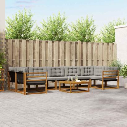 Set de canapele de exterior 8 pcs Gri natural și deschis GartenMobel Dekor