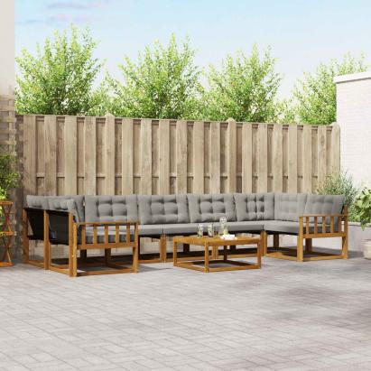 Set de canapele de exterior 8 pcs Gri natural și deschis GartenMobel Dekor