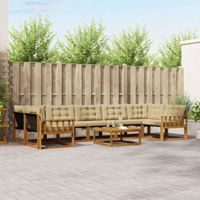 Set de canapele de exterior cu pernă 8 pcs Natural și Bej GartenMobel Dekor