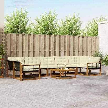 Set de canapele de exterior cu pernă 8 pcs Natural și Crem GartenMobel Dekor