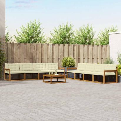 Set de canapele de exterior cu pernă 9 pcs Natural și Crem GartenMobel Dekor