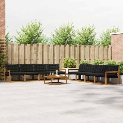 Set de canapele de exterior cu pernă 9 pcs Natural și Negru GartenMobel Dekor