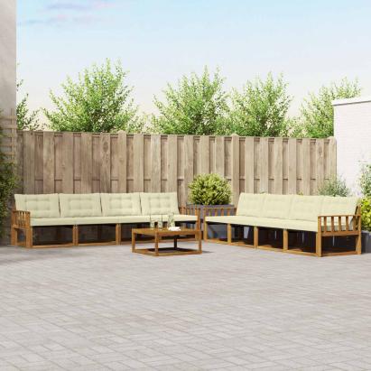 Set de canapele de exterior cu pernă 9 pcs Natural și Crem GartenMobel Dekor