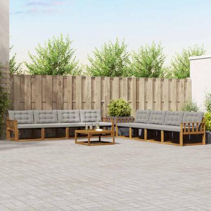 Set de canapele de exterior 9 pcs Gri natural și deschis GartenMobel Dekor