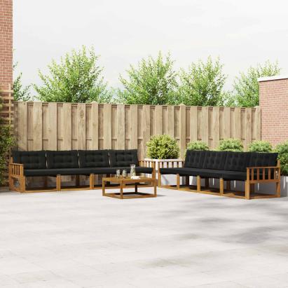 Set de canapele de exterior cu pernă 9 pcs Natural și Negru GartenMobel Dekor