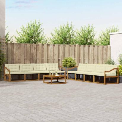 Set de canapele de exterior cu pernă 9 pcs Natural și Crem GartenMobel Dekor