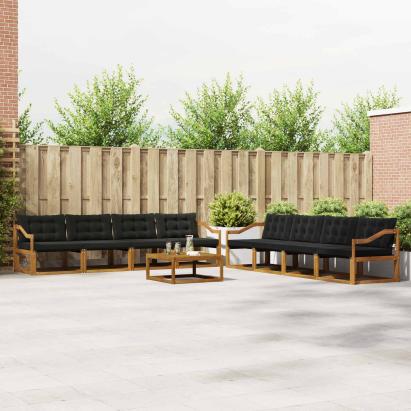 Set de canapele de exterior cu pernă 9 pcs Natural și Negru GartenMobel Dekor