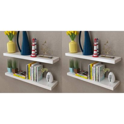 Rafturi de perete, 4 buc., alb, 80 cm GartenMobel Dekor