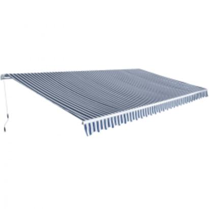 Copertină pliabilă acționată manual, albastru/alb, 600 cm GartenMobel Dekor