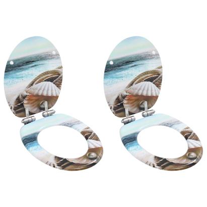 Capace WC cu închidere silențioasă, 2 buc., MDF, design scoici GartenMobel Dekor