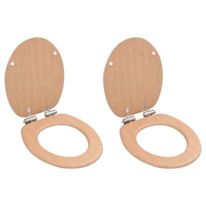 Capace WC cu închidere silențioasă, 2 buc., MDF, design bambus GartenMobel Dekor