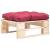 Taburet de grădină din paleți cu pernă roșie, natural, lemn GartenMobel Dekor