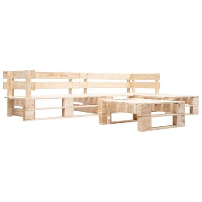 Set mobilier de grădină din paleți, 4 piese, natural, lemn GartenMobel Dekor