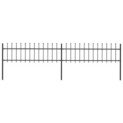 Gard de grădină cu vârf tip suliță din oțel, 359x60 cm, negru GartenMobel Dekor