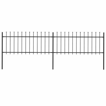 Gard de grădină cu vârf tip suliță din oțel, 359x80 cm, negru GartenMobel Dekor