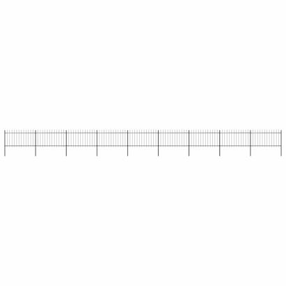Gard de grădină cu vârf tip suliță din oțel 1603,5x100 cm, negru GartenMobel Dekor