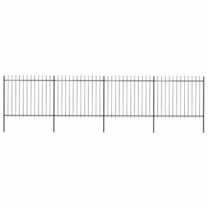 Gard de grădină cu vârf tip suliță din oțel 714,5x150 cm, negru GartenMobel Dekor