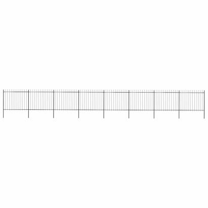 Gard de grădină cu vârf tip suliță din oțel 1426x150 cm, negru GartenMobel Dekor