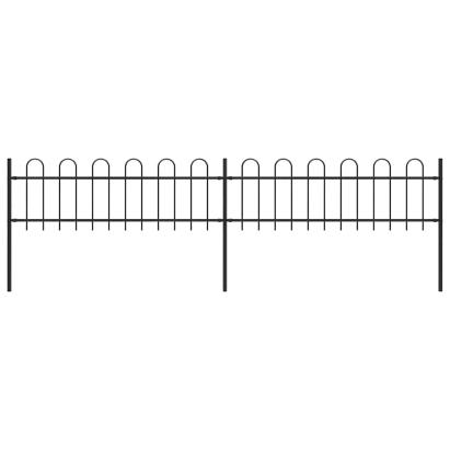 Gard de grădină cu vârf circular din oțel, 359x60 cm, negru GartenMobel Dekor