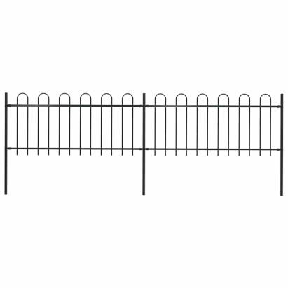 Gard de grădină cu vârf circular, oțel, 359x80 cm, negru GartenMobel Dekor
