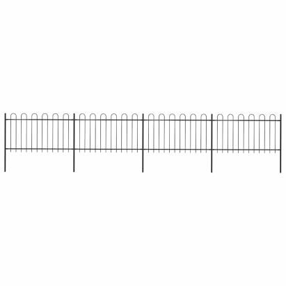 Gard de grădină cu vârf circular din oțel, 714,5 x 100 cm, negru GartenMobel Dekor