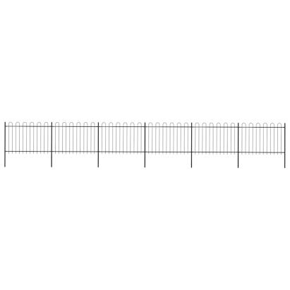 Gard de grădină cu vârf circular din oțel, 1070x120 cm, negru GartenMobel Dekor