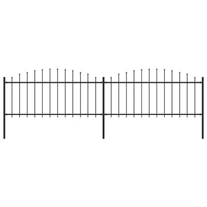 Gard de grădină cu vârf suliță, negru, 3,4 m, oțel GartenMobel Dekor