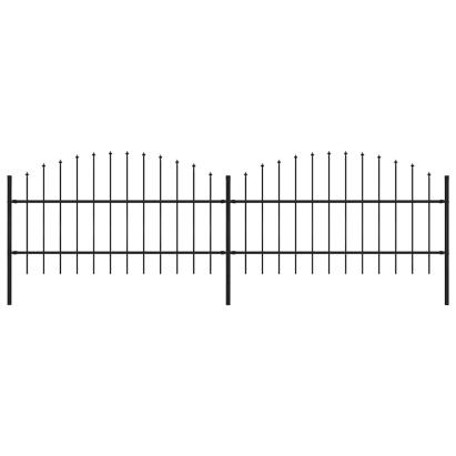 Gard de grădină cu vârf tip suliță din oțel, 359x100 cm, negru GartenMobel Dekor