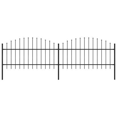 Gard de grădină cu vârf tip suliță din oțel, 359x125 cm, negru GartenMobel Dekor