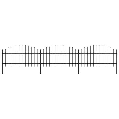 Gard de grădină cu vârf tip suliță din oțel 537x125 cm, negru GartenMobel Dekor