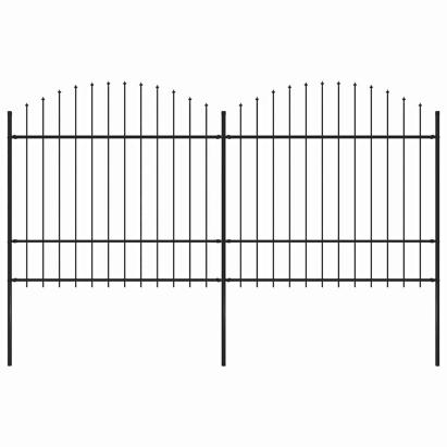 Gard de grădină cu vârf tip suliță din oțel, 359x175 cm, negru GartenMobel Dekor
