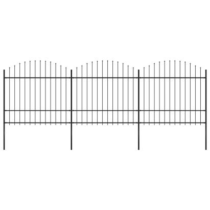 Gard de grădină cu vârf tip suliță din oțel 537x175 cm, negru GartenMobel Dekor