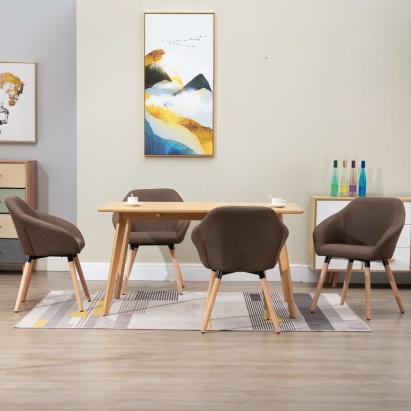 Scaune de bucătărie, 4 buc., maro, material textil GartenMobel Dekor