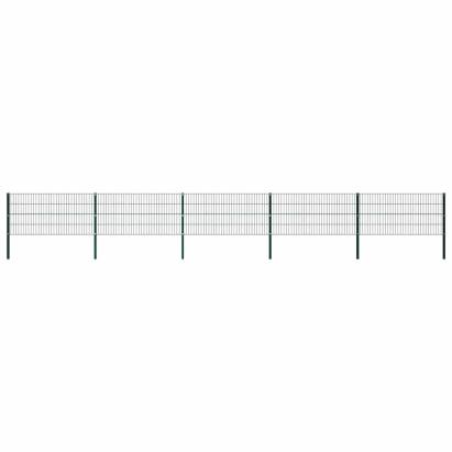 Panou de gard cu stâlpi din fier, verde, 867x80 cm GartenMobel Dekor