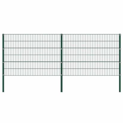 Panou de gard cu stâlpi din fier, verde, 349x120 cm GartenMobel Dekor