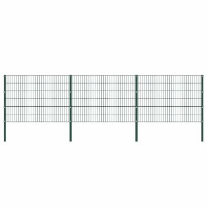 Panou de gard cu stâlpi din fier, verde, 522x120 cm GartenMobel Dekor
