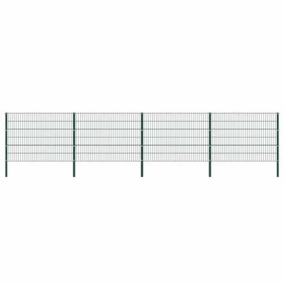 Panou de gard cu stâlpi din fier, verde, 694,5x120 cm GartenMobel Dekor