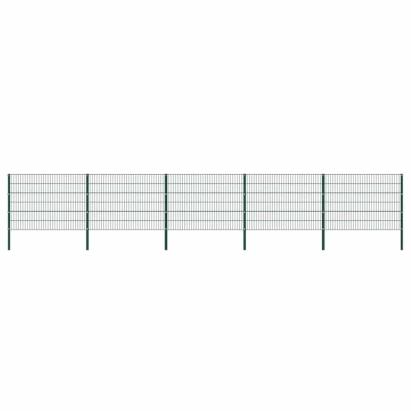 Panou de gard cu stâlpi din fier, verde, 867x120 cm GartenMobel Dekor