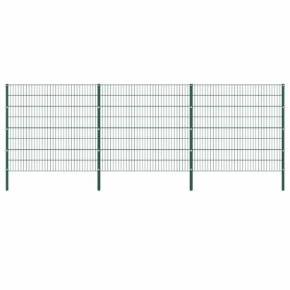 Panou de gard cu stâlpi din fier, verde, 522x160 cm GartenMobel Dekor