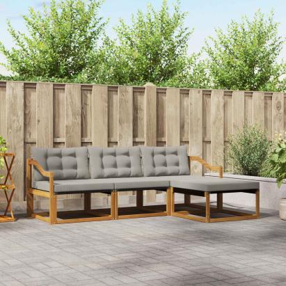 Set de canapele de exterior 4 pcs Gri natural și deschis GartenMobel Dekor