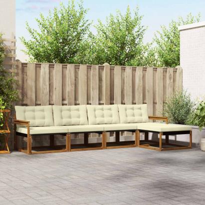 Set de canapele de exterior cu pernă 5 pcs Natural și Crem GartenMobel Dekor